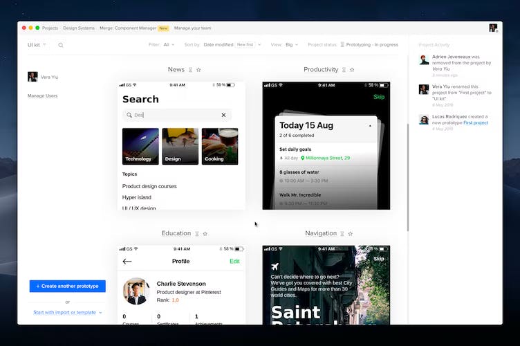 UXPin dashboard