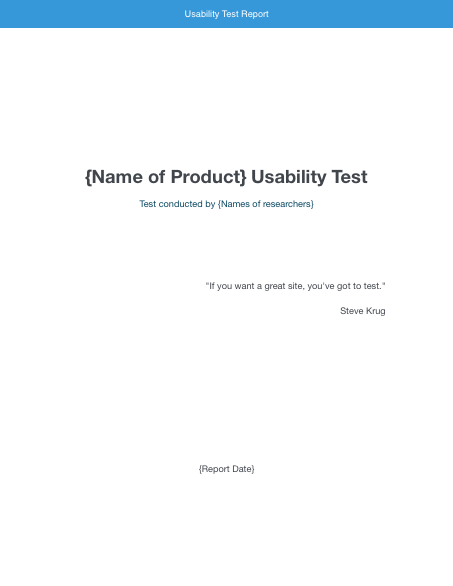 Usability Testing Report Template