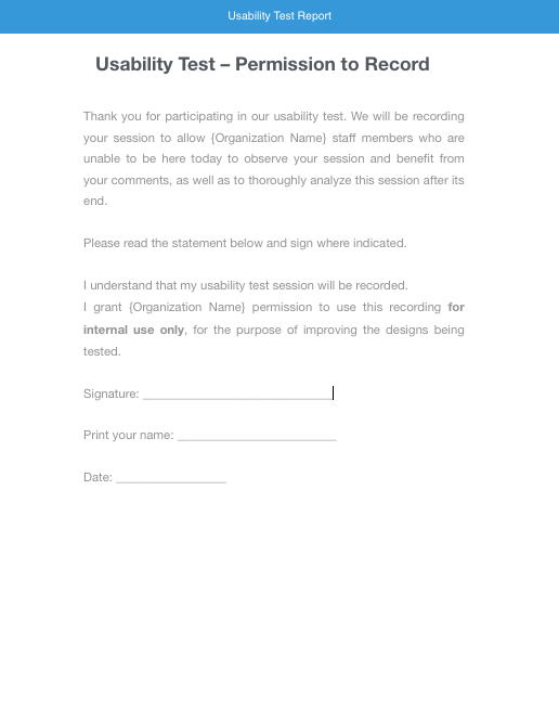 Usability Testing Report Template